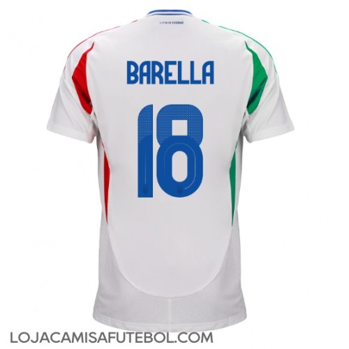 Camisa de Futebol Itália Nicolo Barella #18 Equipamento Secundário Europeu 2024 Manga Curta